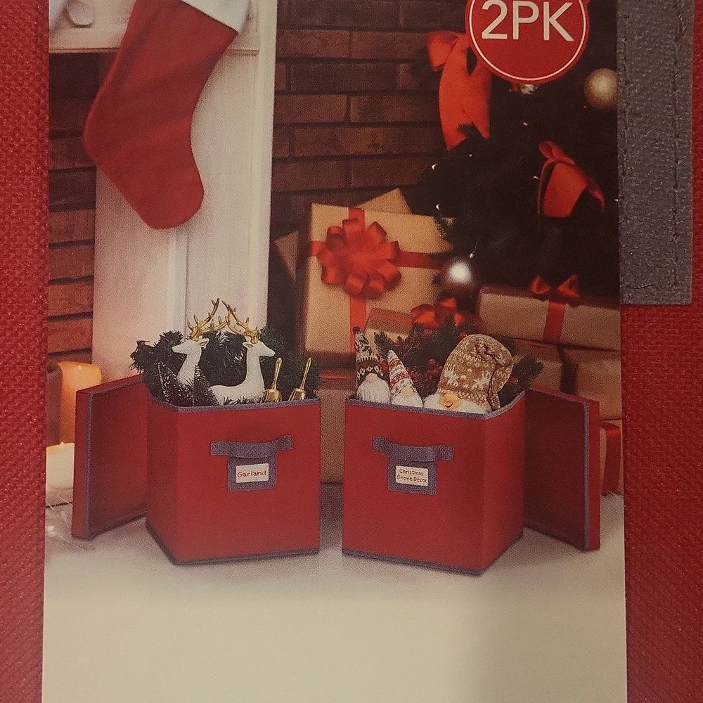 Huntington Home 2 Pack STORAGE CUBES red w/ cover new w/ tags 10.5